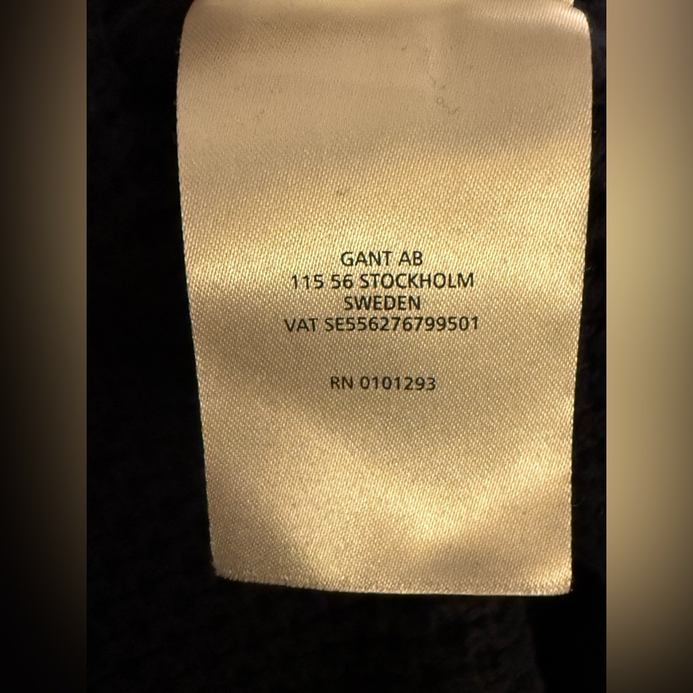 GANT Textured Cotton Crewneck Sweater Navy Blue Size Medium - Picture 9 of 10